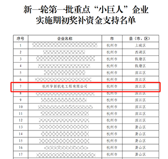 華新機(jī)電晉升國(guó)家重點(diǎn)“小巨人”啦！